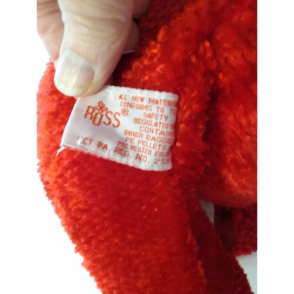 Red Plush Bear Russ Berrie Antonio w/ Bow Handmade Vintage 18